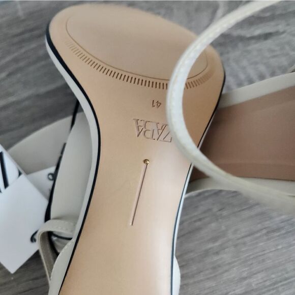 NEW WOMEN'S ZARA SANDALS IVORY COLOR SIZE HEELED ANKLE BRACELET SIZE 10 EU 41 - Picture 5 of 5